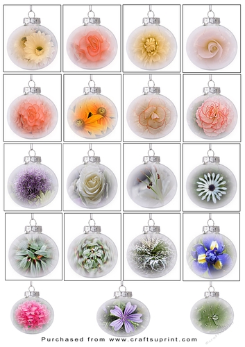 Christmas Tags/Labels Flower Baubles