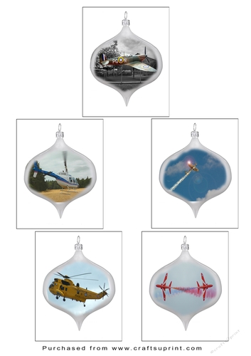 Christmas Tags/Labels Aircraft in Baubles