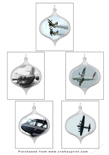 Christmas Tags/Labels Aircraft in Baubles
