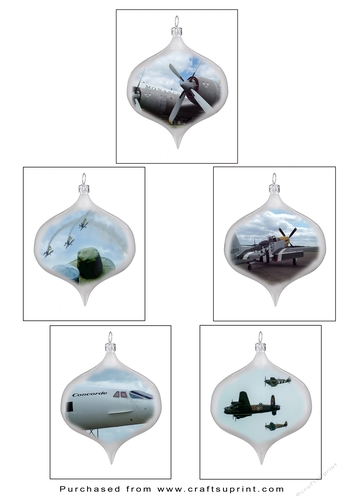 Christmas Tags/Labels Aircraft in Baubles