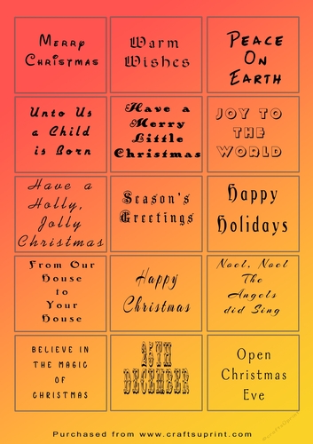 Christmas Tags/Labels Sayings Orange