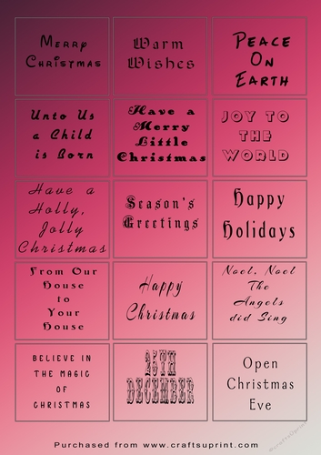 Christmas Tags/Labels Sayings Pink