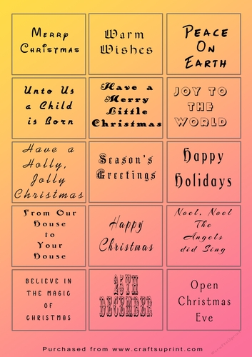 Christmas Tags/Labels Sayings Golden Pink