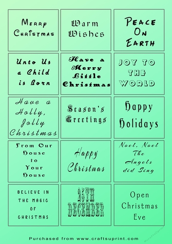 Christmas Tags/Labels Sayings Green