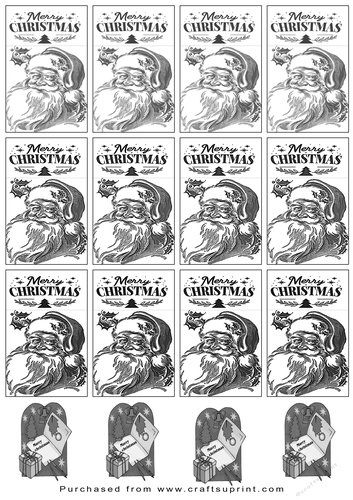 Christmas Tags/Labels Santa Mono