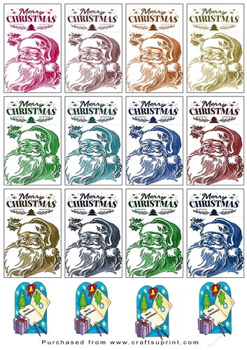 Christmas Tags/Labels Santa Bright Colours