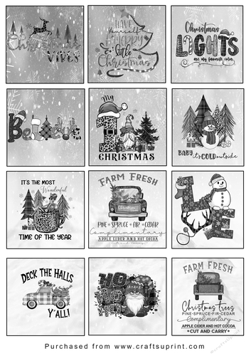 Christmas Tags/Labels Fun Mono