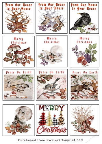 Christmas Tags/Labels Wolf/Fox