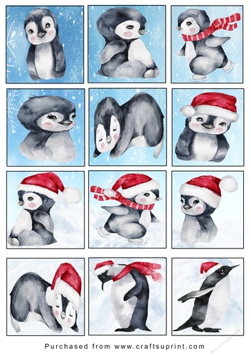 Christmas Tags/Labels Penguin Tags Colour