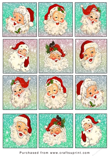 Christmas Tags/Labels Santa Heads Tags 2
