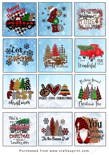 Christmas Tags/Labels Cartoon Sayings Xmas
