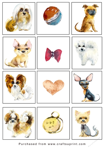 Christmas Tags/Labels Small Dogs White BG
