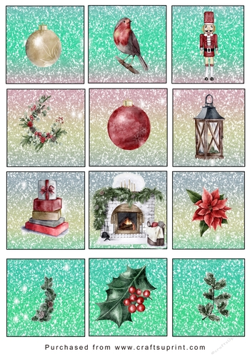 Christmas Tags/Labels Xmas Items Multi BG