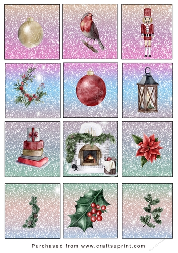 Christmas Tags/Labels Xmas Items Colour BG