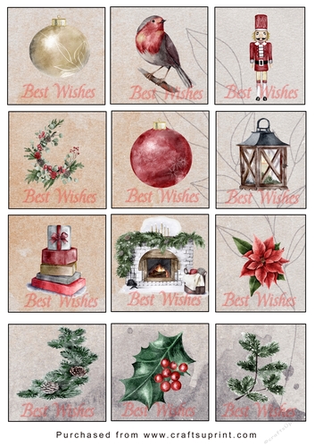 Christmas Tags/Labels Xmas Items Best Wishes