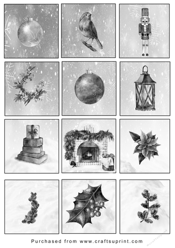 Christmas Tags/Labels Xmas Items Mono