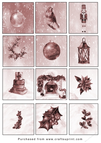Christmas Tags/Labels Xmas Items Sepia