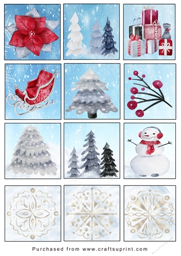 Christmas Tags/Labels Watercolour 