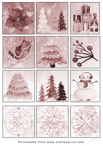 Christmas Tags/Labels Watercolour Sepia