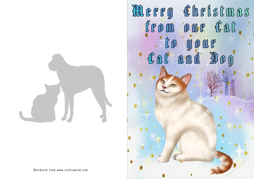 No Cut Just Print Christmas Cards Cats