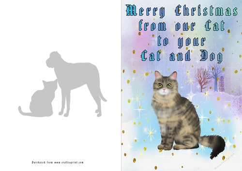 No Cut Just Print Christmas Cards Cats