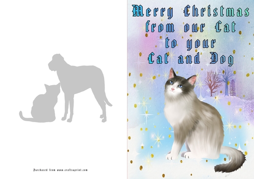 No Cut Just Print Christmas Cards Cats