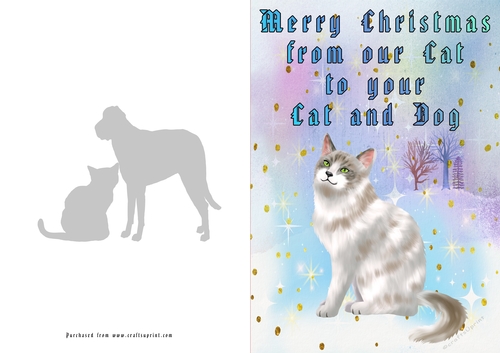 No Cut Just Print Christmas Cards Cats