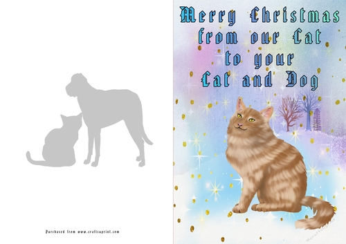No Cut Just Print Christmas Cards Cats