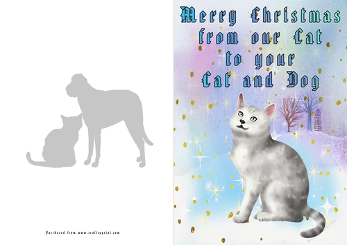 No Cut Just Print Christmas Cards Cats