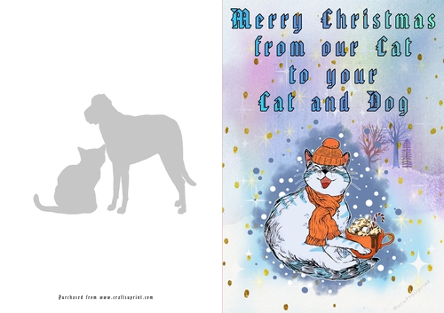 No Cut Just Print Christmas Cards Cats