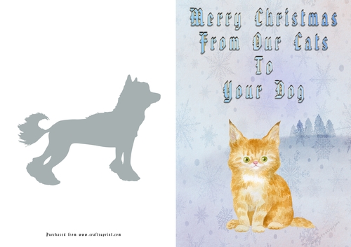No Cut Just Print Christmas Cards Cats