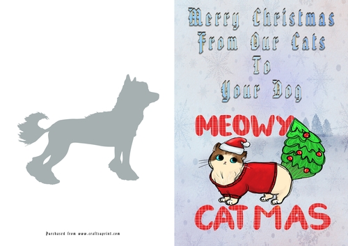 No Cut Just Print Christmas Cards Cats