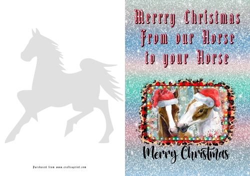 No Cut Just Print Christmas Cards Horse