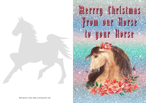 No Cut Just Print Christmas Cards Horse