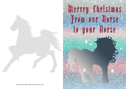 No Cut Just Print Christmas Cards Horse