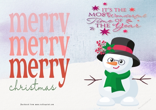 No Cut Just Print Christmas Cards Snowman