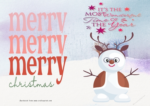 No Cut Just Print Christmas Cards Snowman