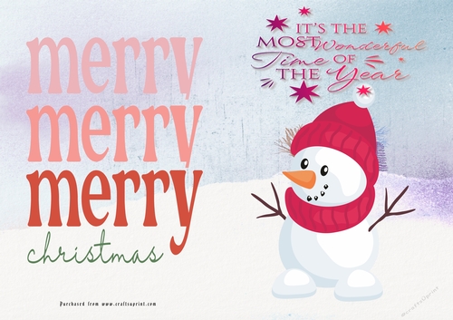 No Cut Just Print Christmas Cards Snowman