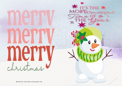 No Cut Just Print Christmas Cards Snowman