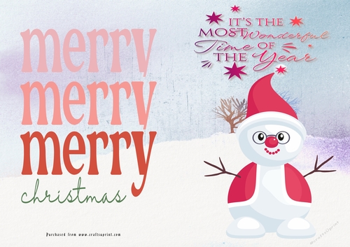No Cut Just Print Christmas Cards Snowman