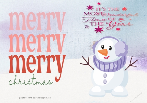 No Cut Just Print Christmas Cards Snowman