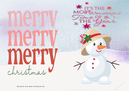 No Cut Just Print Christmas Cards Snowman