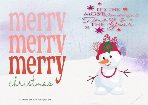No Cut Just Print Christmas Cards Snowman