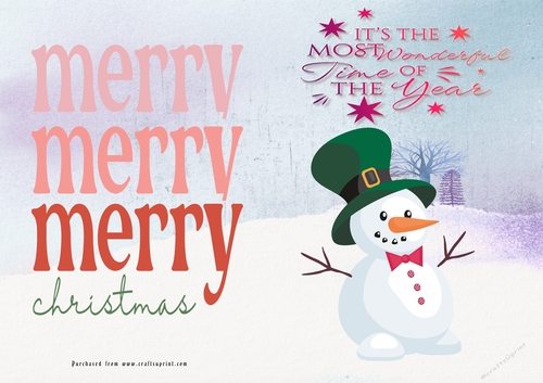 No Cut Just Print Christmas Cards Snowman