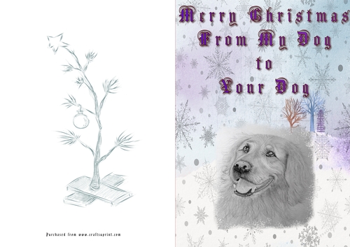 No Cut Just Print Christmas Cards Retriever Drawing
