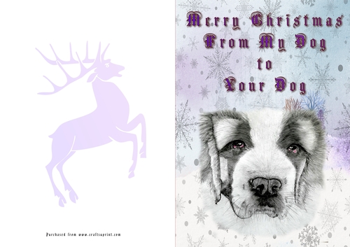 No Cut Just Print Christmas Cards Dog Drawing