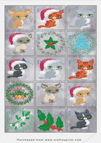 Christmas Tags/Labels Kittens