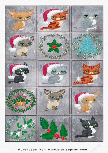 Christmas Tags/Labels Kittens
