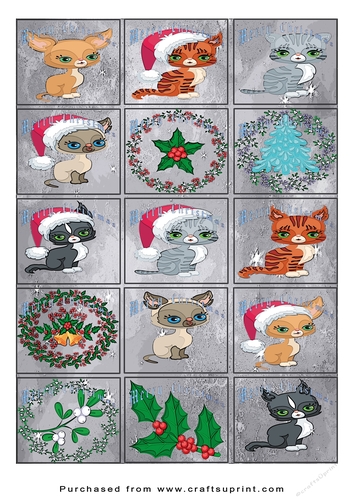 Christmas Tags/Labels Kittens