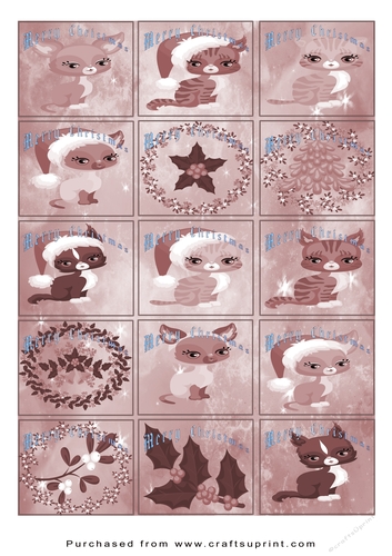 Christmas Tags/Labels Kittens